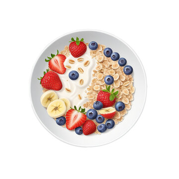 Realistic Vector Illustration of a Healthy Breakfast Bowl