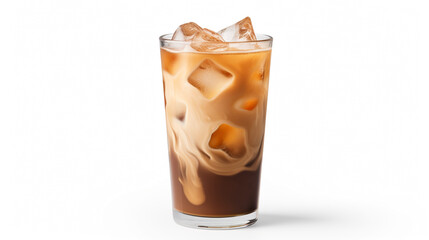 Glass of iced coffee isolated clipping path on white background.