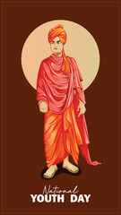 Vector illustration Swami Vivekananda Jayanti National Youth Day Post Banner Template