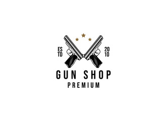 Classic vintage style gun shop logo. Shooting club logo design - obrazy, fototapety, plakaty