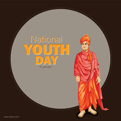 Vector illustration Swami Vivekananda Jayanti National Youth Day Post Banner Template