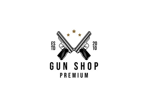 Classic vintage style gun shop logo. Shooting club logo design