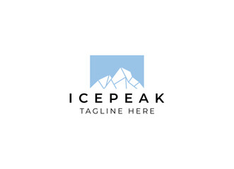 Ice Peak Mount Stone mountain adventure logo design. Minimalist mount ice peak logo - obrazy, fototapety, plakaty