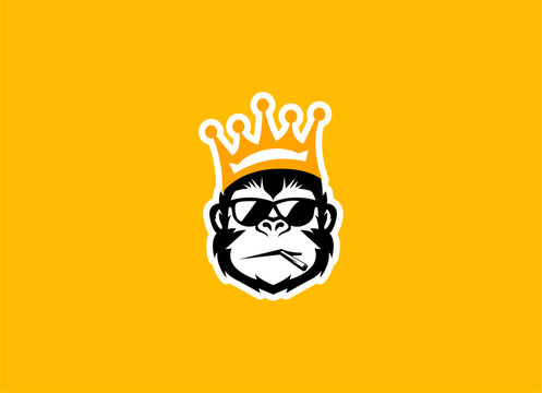 Cool Gorilla logo, monkey head vector template. Head of gorilla logo design