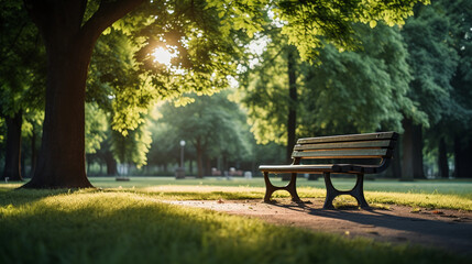 Serenity in the Park A Bench Offering a Moment of Quiet and Contemplation