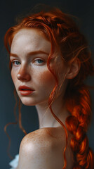 Fototapeta premium Portrait of a ginger woman with braids
