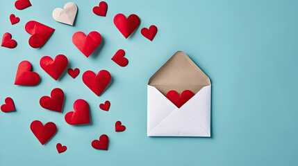 A close up of an envelope with hearts flying out of it. This romantic and charming asset is perfect for Valentine's Day greetings, love letters, and wedding invitations.