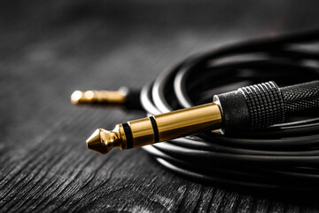 audio cable with Jack connectors - obrazy, fototapety, plakaty
