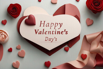 Valentines Day Beautiful Background Illustration for Social Media Post with Flowers and Space Text