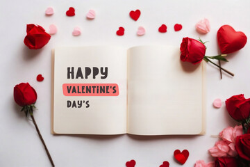 Valentines Day Beautiful Background Illustration for Social Media Post with Flowers and Space Text