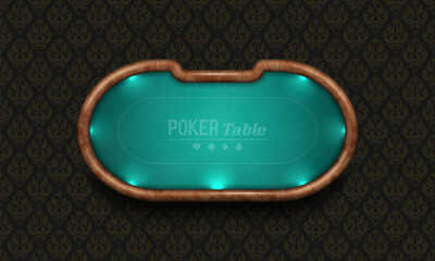 Poker table with blue cloth. Vector illustration.