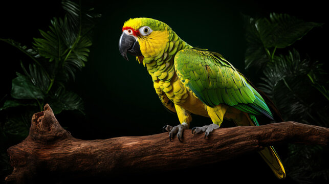 Yellow Napped Amazon parrot perched