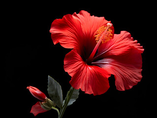 Hibiscus Rosa flower in studio background, single Hibiscus Rosa flower, Beautiful flower images