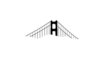 bridge in the fog, symbol of clarifying the truth, black isolated silhouette