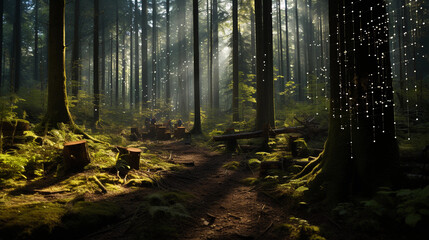 Fototapeta premium Promoting Responsible Forestry with Marked Trees for Sustainable Practices