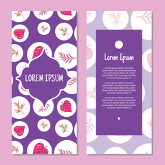 Vector leaves vertical frame pattern invitation greeting cards, RSVP and thank you cards.