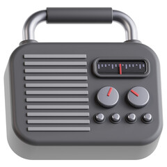PNG 3D radio icon isolated on a white background
