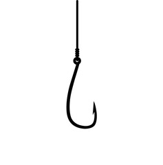 Fishing hook vector silhouette. Sea fishing concept. Fish trap.