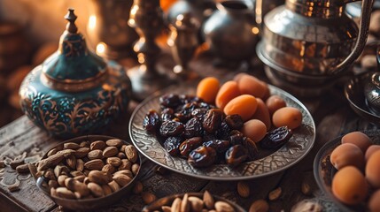 Iftar food prepared for Ramadan. Arabic Cuisine