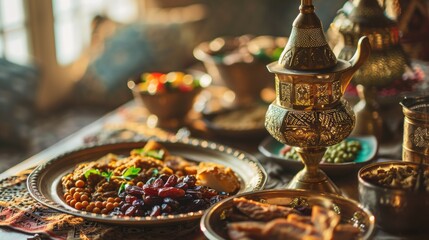 Variety of Arabian food. Ramadan iftar Eid.