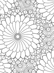 Abstract background doodle floral pattern in black and white. A page for coloring book: fascinating and relaxing job for children and adults. Zentangl