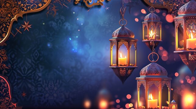 Arabic lantern of ramadan celebration background. Traditional Islamic holy holiday