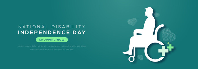 National Disability Independence Day Paper cut style Vector Design Illustration for Background, Poster, Banner, Advertising, Greeting Card