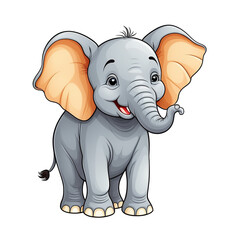 Obraz premium Cartoon Vector Illustration of an Elephant on White Background