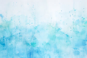 Blue wet background raindrops on a window for rainy, stormy weather, aqua drops texture of rain water. Romantic rain weather overlay texture, abstract graphic resource by Vita - obrazy, fototapety, plakaty