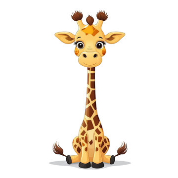 Elegant Illustration of a Cartoon Giraffe in Vector Art