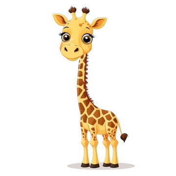 Vector Drawing of a Cartoon Giraffe on White Background