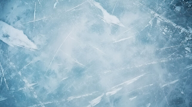 blue ice texture,  Ice hockey with marks from skating background 