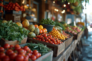 Fototapeta na wymiar fresh food, vegetables on the counter of a street store