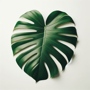green tropical leaf on white