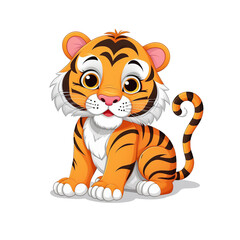 Obraz na płótnie Canvas Detailed Vector Art of a Cartoon Tiger Isolated
