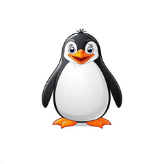 Vector Drawing of a Cartoon Penguin on White Background