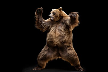 dancing brown bear in suit isolated , Generative AI