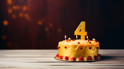 Birthday cake with candle. Selective focus. - obrazy, fototapety, plakaty