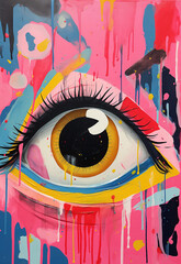 Abstract eye with vibrant pink and magenta colors.
