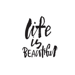 Calligraphy brush pen phrases. Vector modern lettering scripts of life