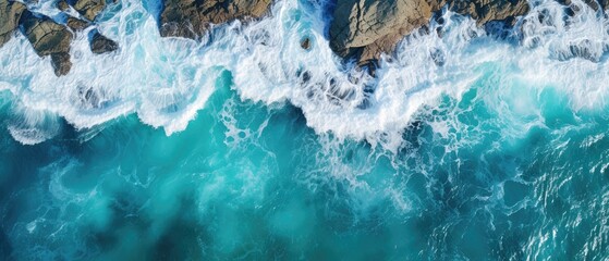 Aerial video of the sea and cliffs - obrazy, fototapety, plakaty