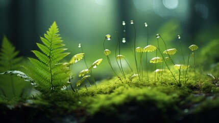 Fototapeta premium Beautiful green ferns in the forest