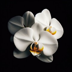white orchid on black background
