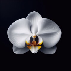 white orchid on black background
