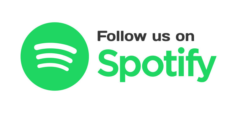 Spotify follow us icon. Isolated social media follow us on Spotify logo. Editorial social network icon. Spotify follow us button. Vector icon