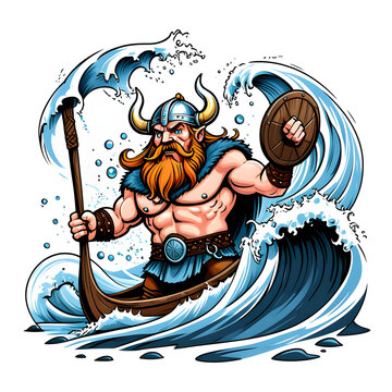 art of a Viking warrior vector illustration template, suitable for t shirt design, logo design, logo, isolated on transparent background. © Abde