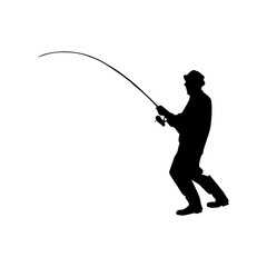 silhouette of a fisherman