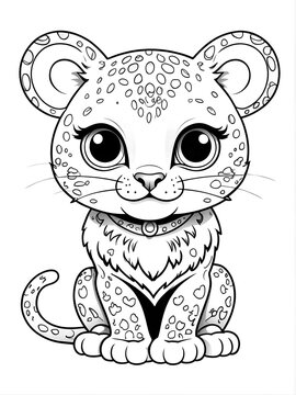 coloring page for kids, leopard