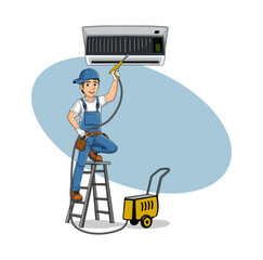 HVAC Service Cartoon Character Design Illustration vector eps format , suitable for your design needs, logo, illustration, animation, etc.