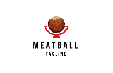 Meatball street food logo icon design template flat vector - obrazy, fototapety, plakaty